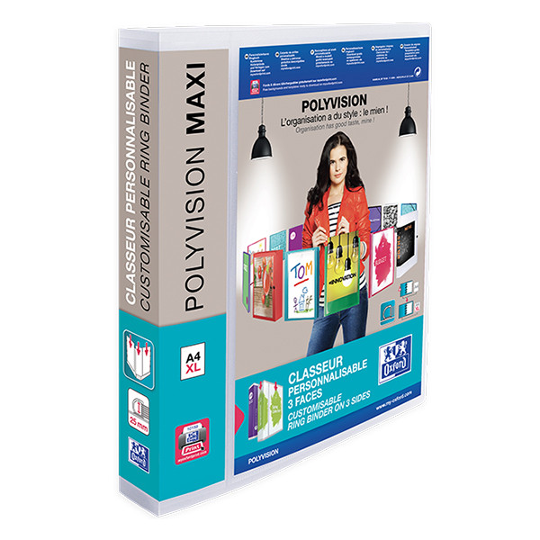 Oxford Polyvision A4 Maxi ring binder with 4 D-rings (30mm) 100201773 237571 - 1