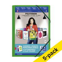 Oxford Polyvision green A4 customisable elastic folder (5-pack)