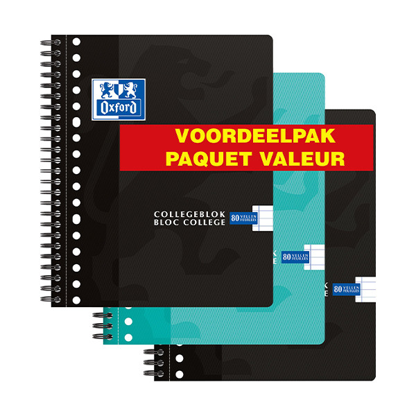 Oxford School A5+ lined spiral lecture pad with 17 holes, 90 grams (80 sheets) (3-pack) 400167383 400190260 260300 - 1