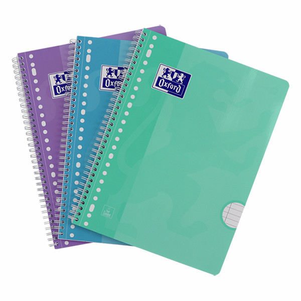 Oxford School pastel A4+ spiral lined college pad with 23-hole, 90 grams 80 sheets (3-pack) 260296 - 6