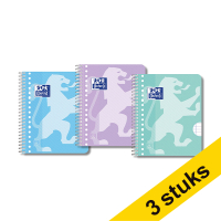Oxford School pastel A5+ lined spiral college pad with 17-hole, 90 grams (80 sheets) (3-pack)