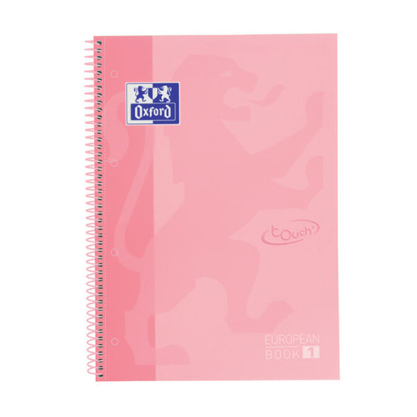 Oxford Touch pastel pink A4+ lined spiral lecture block, 90 grams (80 sheets) 400138324 260292 - 1