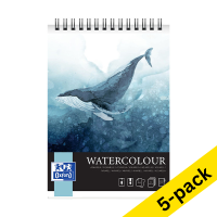 Oxford Watercolour A4 spiral watercolour sketchpad, 300 grams (10 sheets) (5-pack)