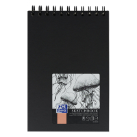 Oxford black A5 hardcover spiral sketch book, 100 grams (50 sheets) 400152644 237633