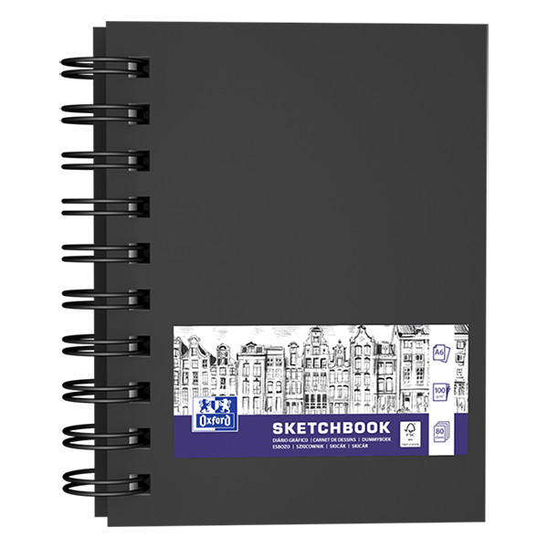 Oxford black A6 hardcover spiral sketch book, 100 grams (80 sheets) 400152649 237636 - 1