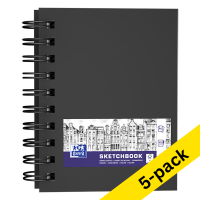 Oxford black A6 hardcover spiral sketchbook, 100 grams (5 x 80 sheets)