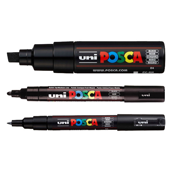POSCA PC-1MC/5M/8K black paint marker set (3-pack)  424248 - 1