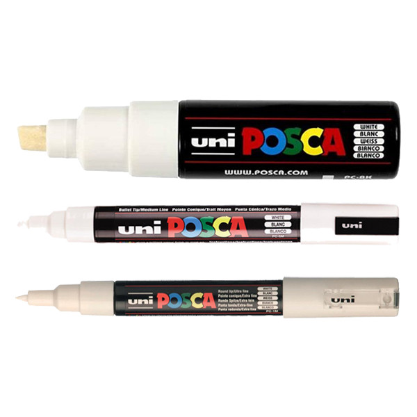 POSCA PC-1MC/5M/8K white paint marker set (3-pack)  424249 - 1