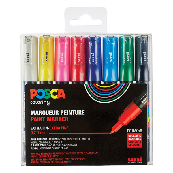POSCA PC-1MC paint marker set, 0.7 - 1mm conical (8-pack) PC1MC/8AASS18 424067 - 1