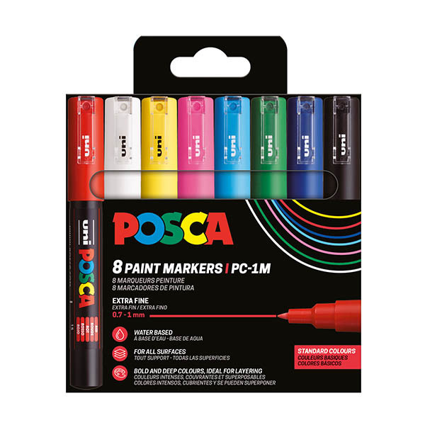 POSCA PC-1MC paint marker set, 0.7 - 1mm conical (8-pack) PC1MC/8AASS18 424067 - 1