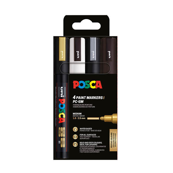 POSCA PC-3M paint marker set, 0.9mm - 1.3mm round (4 pack) PC3M/4AASS09 424107 - 1