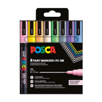 POSCA PC-3M pastel paint marker set, 0.9mm - 1.3mm round (8 pack) PC3M/8AASS16 424110