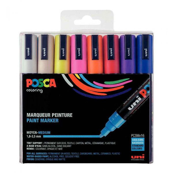 POSCA PC-5M paint marker set, 1.8mm - 2.5mm round (16-pack) PC5M/16AASS22 424173 - 1