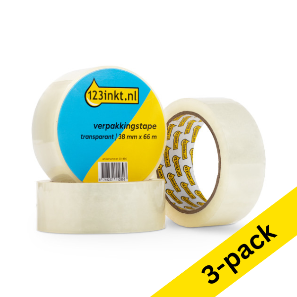Packing tape 38mm x 66m (transparent) | 123ink | 3-pack 301987 - 1