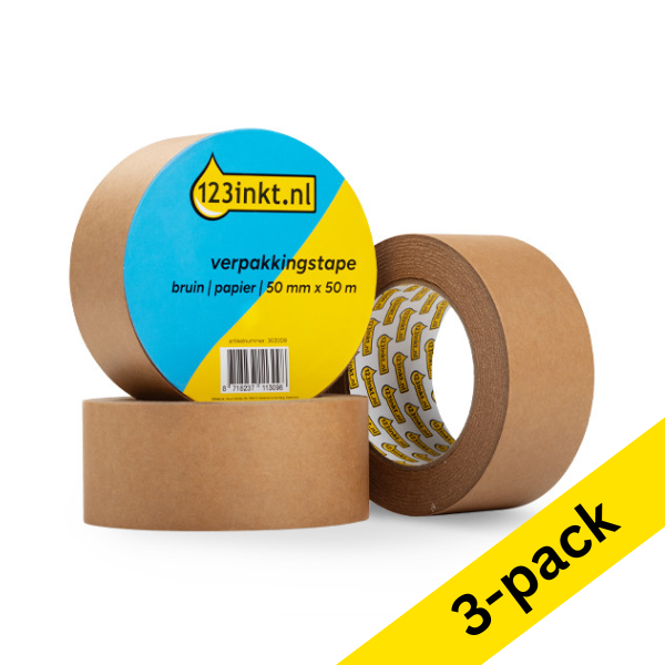 Packing tape 50mm x 50m (brown paper) | 123ink | 3-pack 302009 - 1