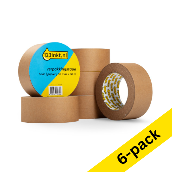 Packing tape 50mm x 50m (brown paper) | 123ink | 6-pack 302010 - 1