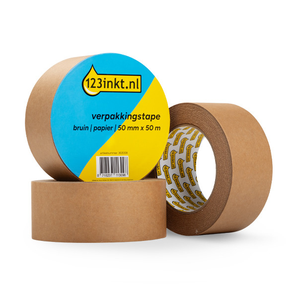 Packing tape 50mm x 50m (brown paper) | 123ink 3-pack 302009 - 1