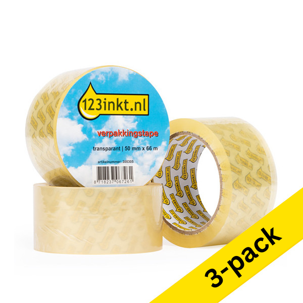 Packing tape 50mm x 66m (transparent) | 123ink | 3-pack 300340 - 1