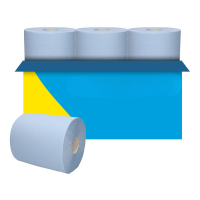 Paper towel rolls (2-ply) for Tork M2 dispenser 150m | Midi Centerfeed Food ISEGA | blue | 123ink | 6-pack SDR02105