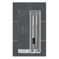 Ballpoint pen + fountain pen | stainless steel chrome (blue ink) | Parker Jotter Original 214048