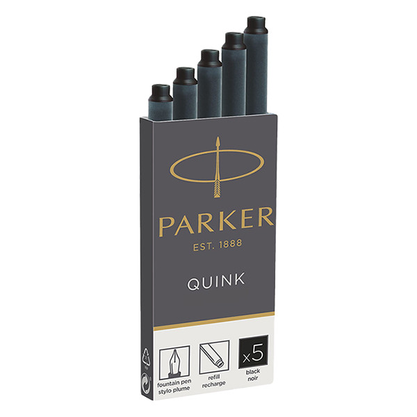 Fountain pen refill | black | Parker Quink | 5-pack 214000 - 1