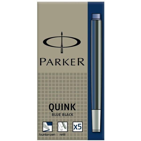 Fountain pen refill | blue/black | Parker Quink | 5-pack 214010 - 1