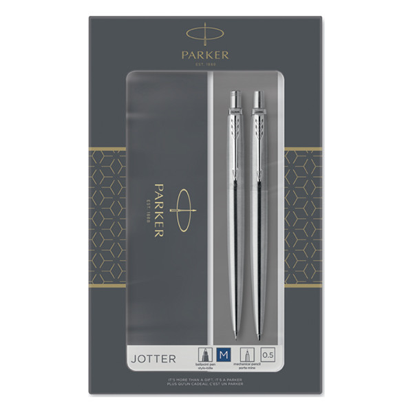 Parker Jotter chrome stainless steel with ballpoint pen and mechanical pencil (blue ink) 2093256 214046 - 1