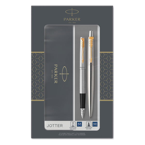 Parker Jotter gold stainless steel ballpoint pen and fountain pen (blue ink) 2093257 214047 - 1