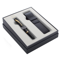 Parker Urban ballpoint black/gold matte pen including pen pouch (blue ink) 2121999 214041