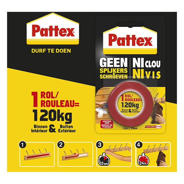 Mounting tape 19mm x 1.5m (up to 120kg) | Pattex 206205 - 2