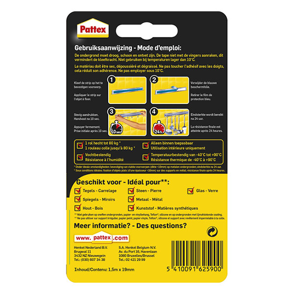 Mounting tape 19mm x 1.5m (up to 80kg) | Pattex 206204 - 2