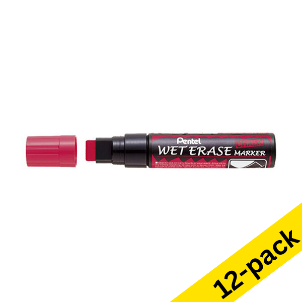 Chalk marker 8 - 16mm chisel | red | Pentel SMW56 | 12-pack 210256 - 1