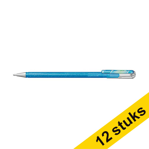 Pentel Dual Metallic blue-grey and metallic blue/silver roller pen (12-pack)  210219 - 1