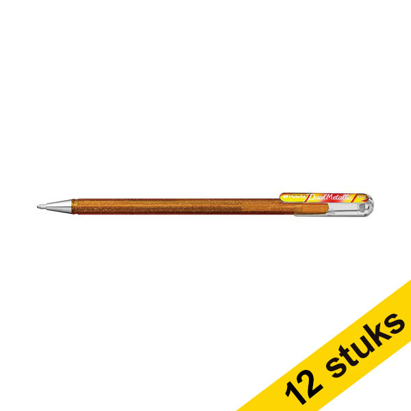 Pentel Dual Metallic roller pen gold and metallic red/gold (12-pack)  210221 - 1