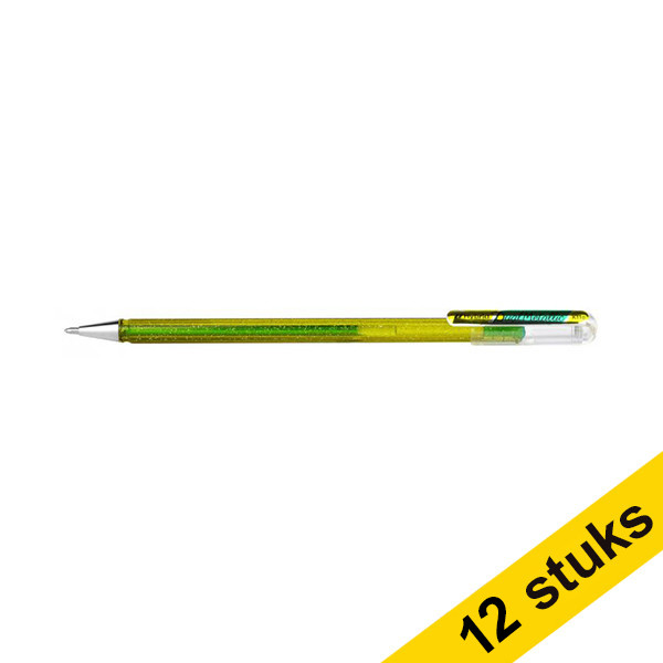Pentel Dual Metallic rollerball pen yellow/metallic green (12-pack)  210217 - 1