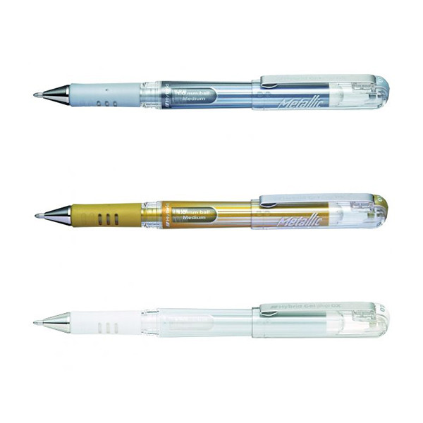 Gel pen | 0.5mm | gold/silver/white | Pentel K230M | 3-pack 210187 - 1