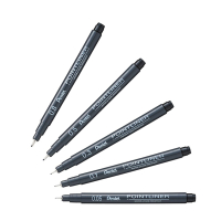 Pentel Pointliner S20P black fineliner, 0.5mm - 0.8mm (5-pack)  210308
