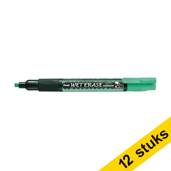 Pentel SMW26 green chalk marker 1.5mm - 4.0mm chisel (12-pack) 210244 - 1