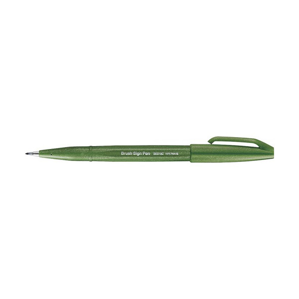 Pentel Sign olive green brush pen SES15C-D3 210114 - 1