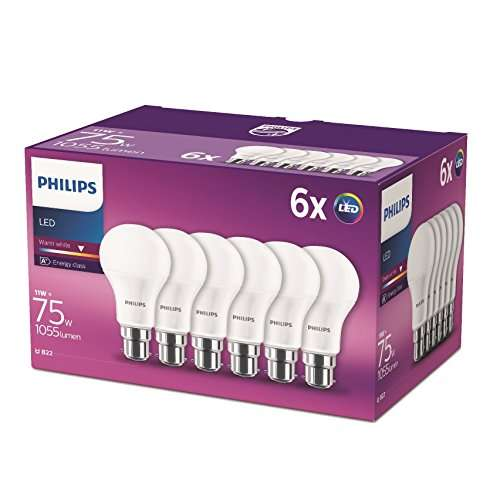 Philips B22 LED frosted bulb | 11-75W (6-pack)  098351 - 1