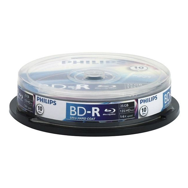 Philips Blu-Ray-R recordable discs in cakebox (10-pack) BR2S6B10F/00 098022 - 1