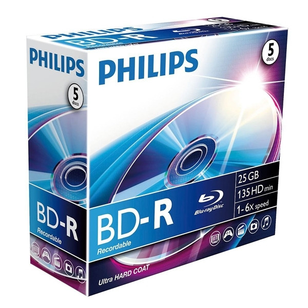 Philips Blu-Ray-R recordable discs in jewel-case (5-pack) BR2S6J05C/00 098020 - 1