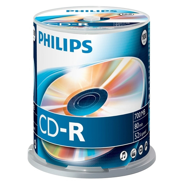 Philips CD-R 80 min. 100 in cakebox CR7D5NB00/00 098004 - 1