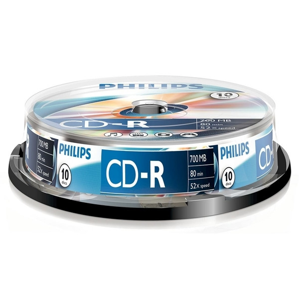Philips CD-R 80 min. 10 in cakebox CR7D5NB10/00 098001 - 1