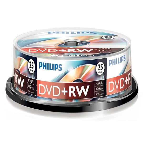 Philips DVD+RW rewritable 25 in cakebox DW4S4B25F/00 098016 - 1