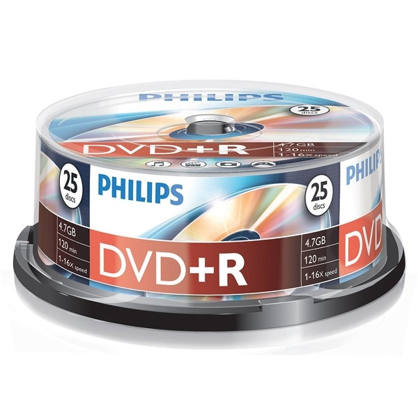 Philips DVD+R 25 in cakebox DR4S6B25F/00 098011 - 1