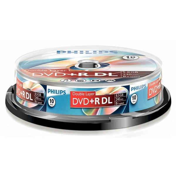 Philips DVD+R double layer in cakebox (10-pack) DR8S8B10F/00 098007 - 1