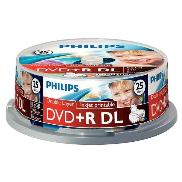 Philips DVD+R double layer in cakebox (25-pack) DR8I8B25F/00 098008 - 1