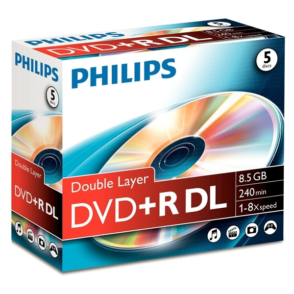 Philips DVD+R double layer in jewel-case (5-pack) DR8S8J05C/00 098006 - 1
