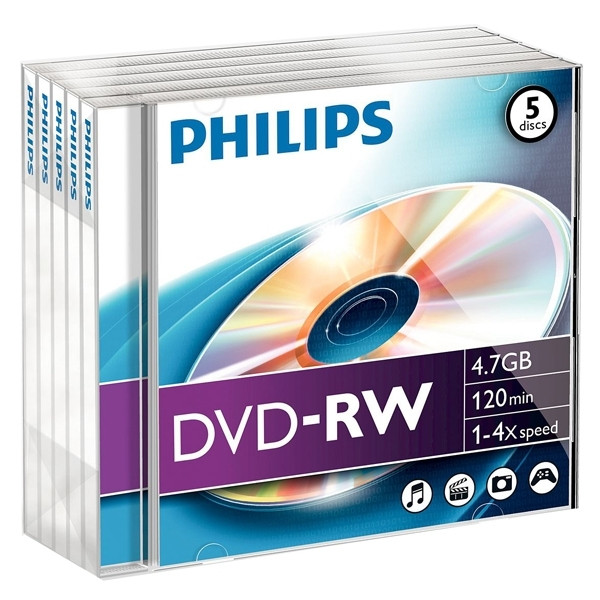 Philips DVD-RW rewritable in jewel-case (5-pack) DN4S4J05F/00 098017 - 1
